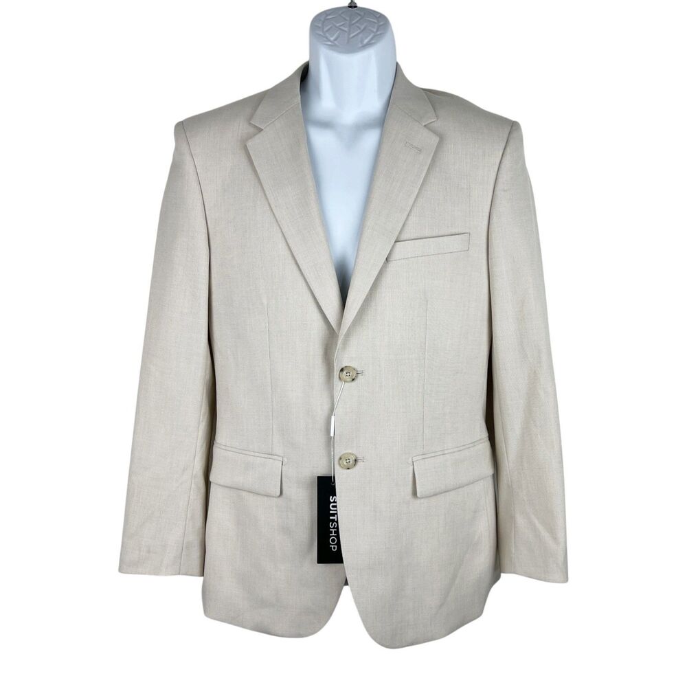 Suit Shop Tan Slim Fit Jacket 36 Short Men Button Up NWT Outer Formal
